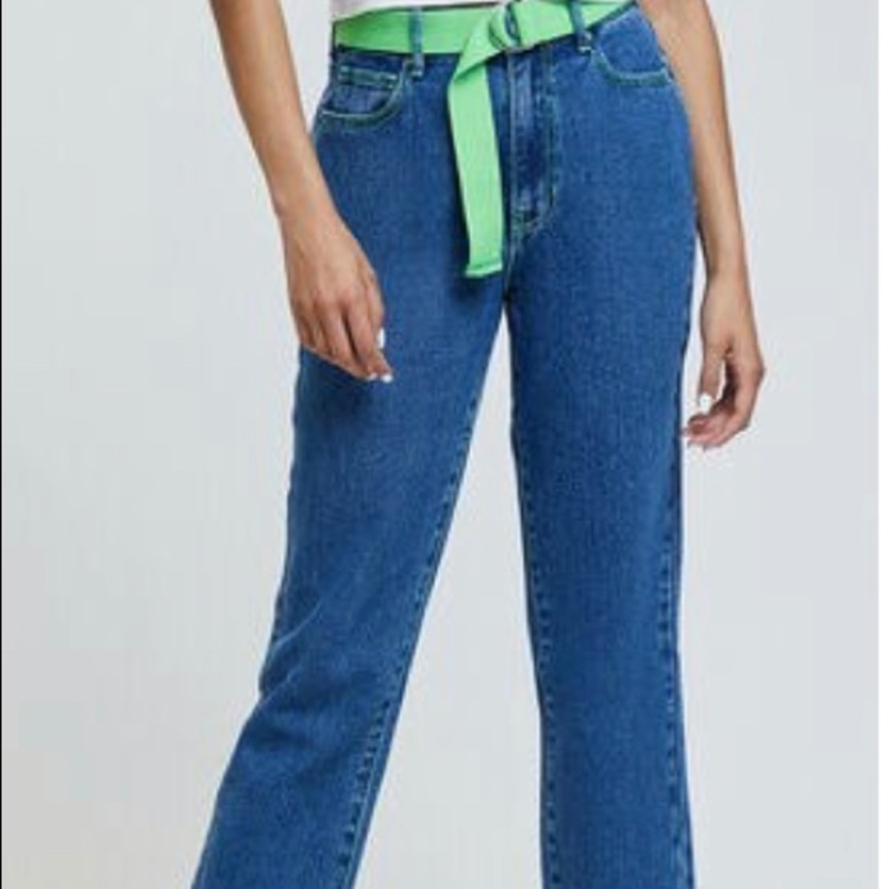 Neon jeans with belt